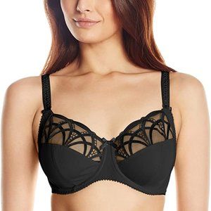Fantasie Black Lace Side Support Bra Size 42DD